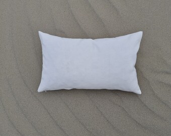 Handmade Ivory Cotton Cushion Cover: Shabby Chic Pillow (11x19")