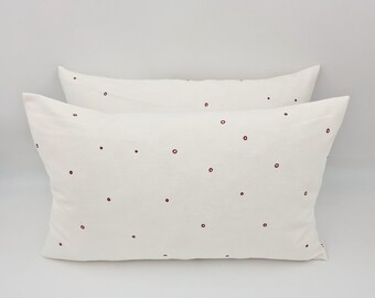 Polka Dot Christmas Pillow Cover: Red & White Cotton Cushion, Handmade