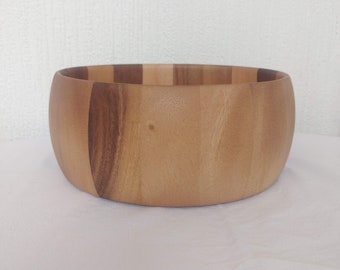 Large Acacia Wood Bowl: Hand Carved FSC-Certified Salad Bowl