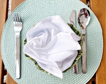 White Cotton Napkins: Eco Friendly Reusable Cloth Napkins, Set of 4