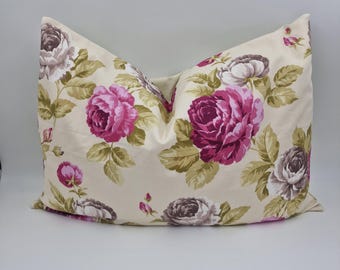 Vintage style Floral Cushion Cover: Pink, Purple Rose Pillow Case