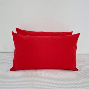 Red Cotton Cushion Cover | Christmas Pillow Natural Cotton Feel Fabric | Rectangular Pillow 11x19&quot;
