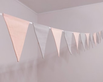 Pink & Gray Nursery Bunting: Handmade Cotton Garland, Tent Decoration