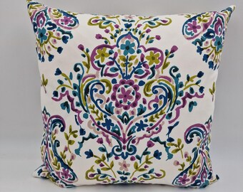 Damask Cushion Cover Purple Teal Green Decorative Pillow Case Moroccan Style Boho Home Decor