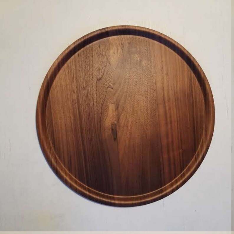 Extra Large Round Wooden Serving Tray without handles Walnut Etsy