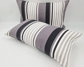 Modern Black & Grey Striped Cushion Covers – Minimalist Pillowcases for Sofa, Bed, or Office Decor Pillowcase, 30x50 cm | Handmade product