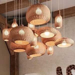 Rattan sale chandelier shades