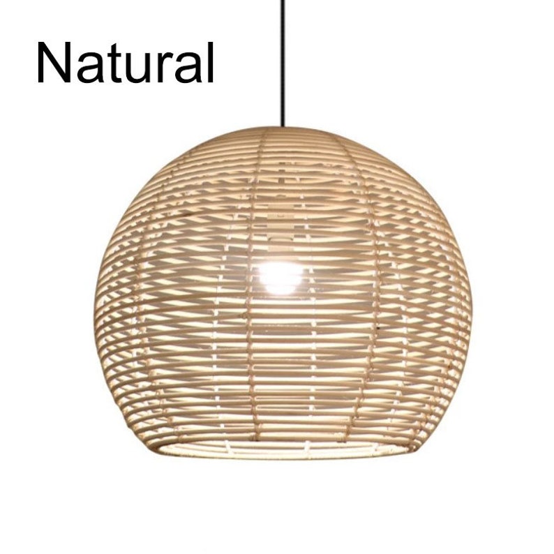 Round Woven Rattan Pendant Light Rattan Lamp Shades, Wicker Rattan