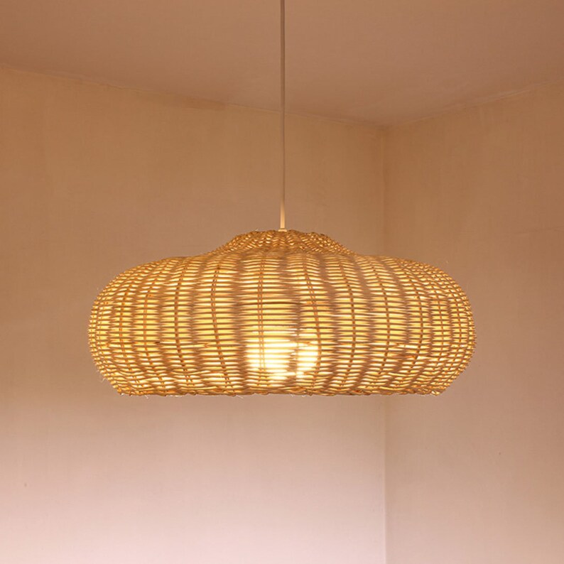 Woven Rattan Lamp Shade, Wicker Rattan Chandelier, Rattan Light