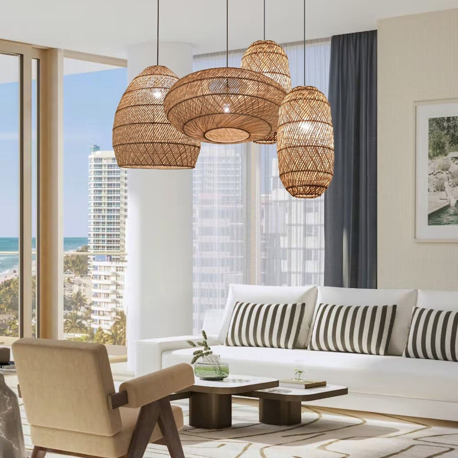 Wicker Rattan Pendant Light Rattan Light Fixture Woven Rattan Etsy