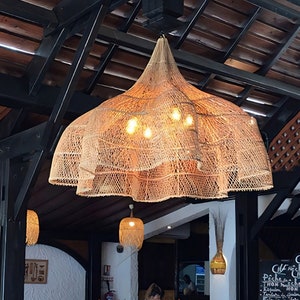 Woven Rattan Lampshade Rattan Pendant Light, Handmade Rattan Light Fixture, Wicker Rattan Lamp Shade, Bamboo Light Fixture, Bamboo Lampshade