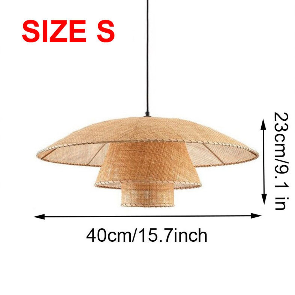 Woven Rattan Lampshade Rattan Pendant Light Restaurant Etsy