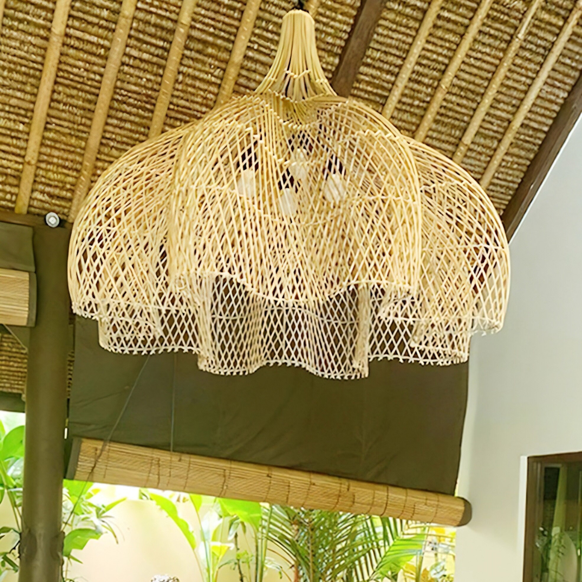 Woven Rattan Lampshade Rattan Pendant Light Handmade Rattan Etsy