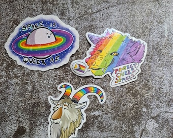 Set Of Three Discount Pride LGBTQ Stickers 5cm Decor stationery