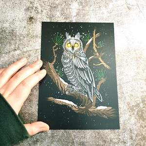 Der Hierophant Eule Tarot Kunstdruck A5 Halloween Spooky Goth Dekor