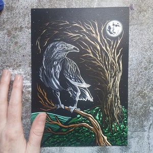 Raven Moon A5 Halloween Spooky Goth Decor