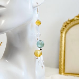 Glass Ball Long Dangle Earring, Colorful Handblown Glass Bubble Earrings, Statement Earring, Unique Glass Beads Earring, Summer Vibe Jewelry