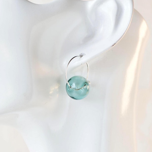 Aros de burbujas de vidrio soplado a mano: chapados en oro y plata de 14 quilates, minimalistas.