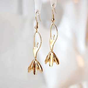 Gold Ballet Girl Drop Earrings, Golden Ballerina Dangle Earrings, Ballet Jewelry, Ballet Dancer Earrings, Gold Toned Figurine Lady Dancer