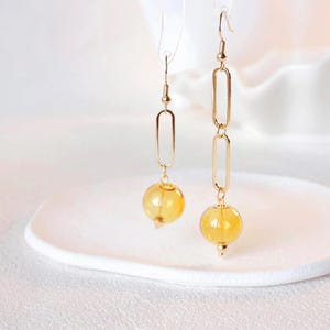 Mismatched Hand-Blown Glass Ball Dangle Earrings: Multiple Color, 14k gold plated