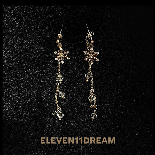 Two-Way Wearing Stud Drop Earrings, Snowflake Earrings, Swarovski Crystal Dangle Earrings, Christmas Gift, Winter Wonderland, Women Gift