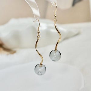 Minimalist Glass Bubble Drop Earring, Hollow Glass Ball, Modern Glass Ball Earring, Gold Glass Earring, Bridesmaid Jewelry, Gift for Her 8