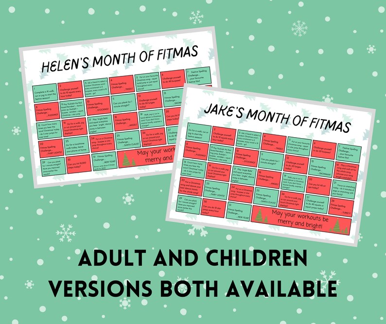 Fitness Advent Calendar Bundle Printable Calendar Etsy