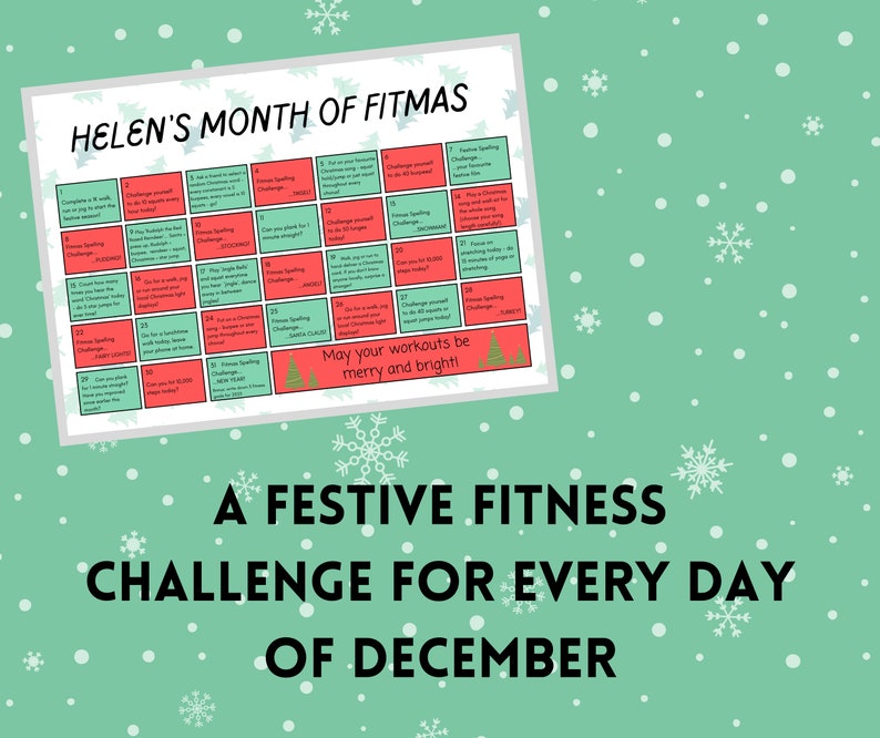 Fitness Advent Calendar Bundle Printable Calendar Etsy