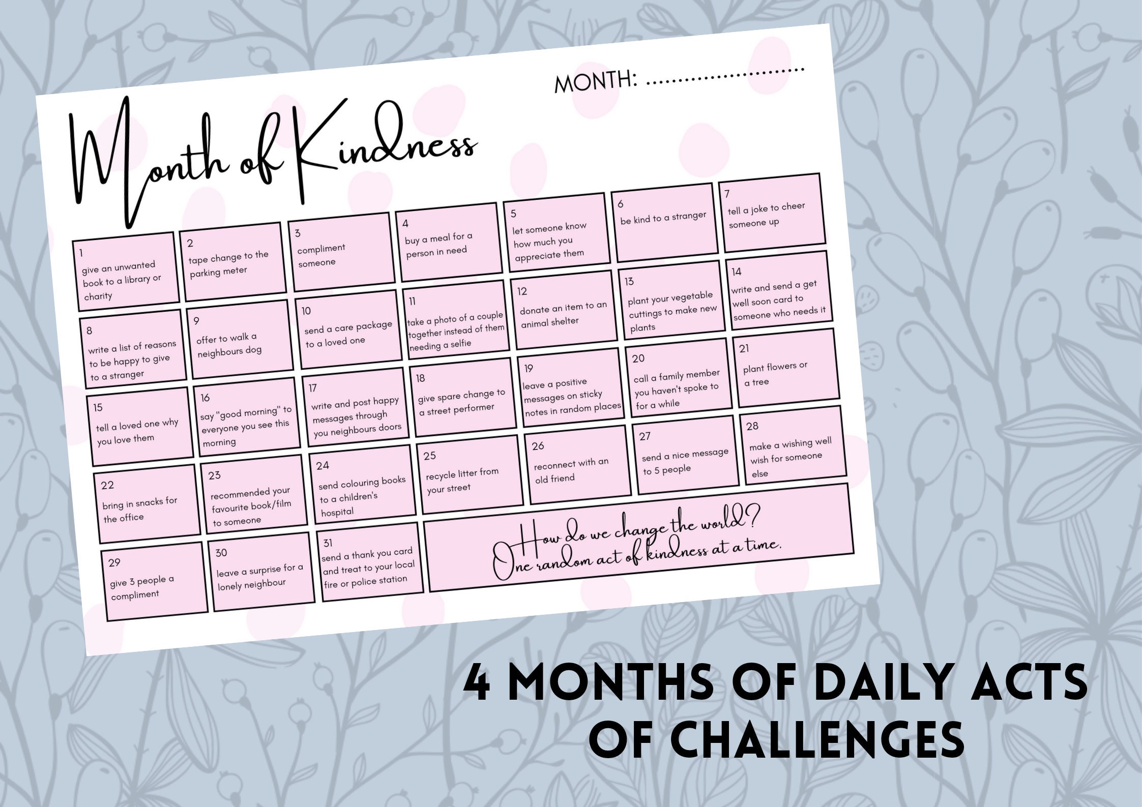 Printable Kindness Calendar Bundle Act of Kindness, Monthly Calendar ...