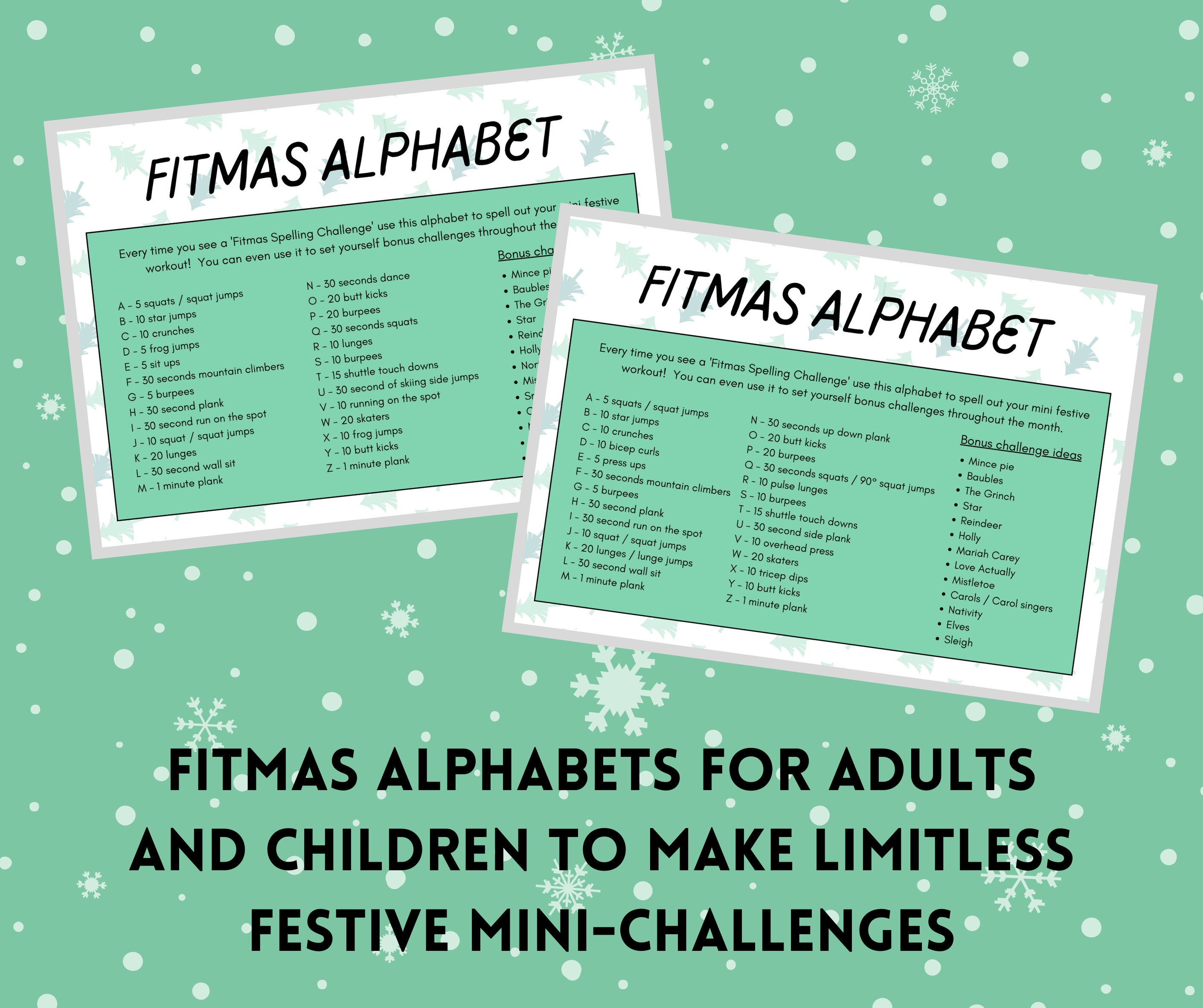 Fitness Advent Calendar Bundle Printable Calendar Etsy