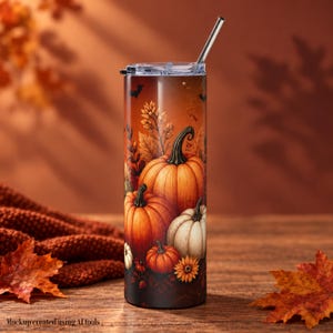 Autumn Tumbler, Halloween Pumpkin Tumbler - Perfect Gift for Halloween Lovers Pumpkin Patch Accessories, Gift for Mom and Daughter Fall Cup