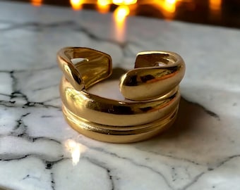 bague dorée | bague en acier inoxydable doré | bague tendance | anneau réglable en acier inoxydable | anneau étanche | bijoux tendance
