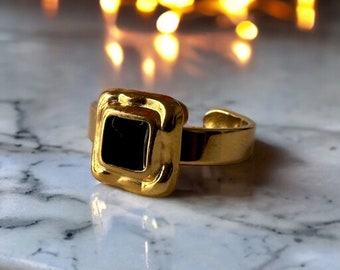 golden ring | gold stainless steel ring | trendy ring | adjustable stainless steel ring | waterproof ring | trendy jewelry