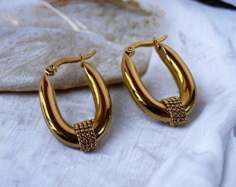 Cheap golden stainless steel Earrings | Women's gift idea | | Women's jewelry | Gift | Gold | Fashion Ring | Trend