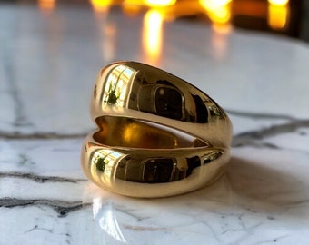 bague dorée | bague en acier inoxydable doré | bague tendance | anneau réglable en acier inoxydable | anneau étanche | bijoux tendance