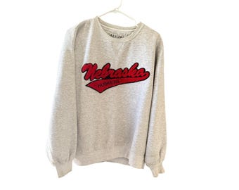 Gear For Sports Vintage Nebraska Huskers Sweatshirt Mens Large Gray Big Cotton