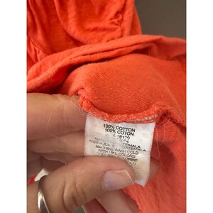 Deletta Anthropologie Y2k Orange Ruched V-Neck Cotton Slub Tank Top Small afbeelding 7