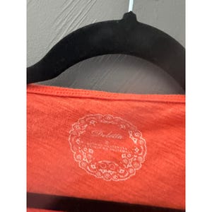 Deletta Anthropologie Y2k Orange Ruched V-Neck Cotton Slub Tank Top Small afbeelding 6