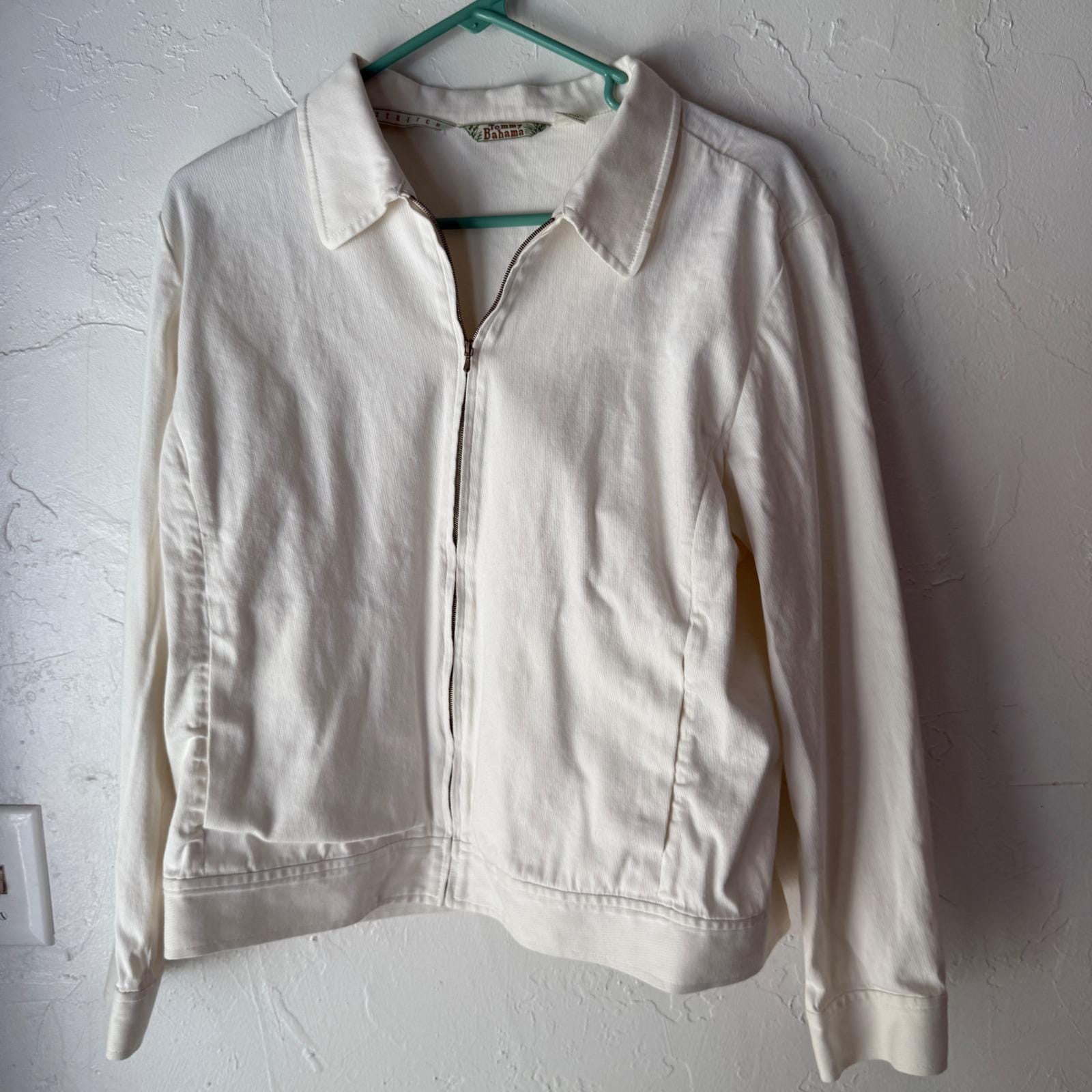 Tommy Bahama, Tommy Bahama Vintage Womens White Stretch Full Zip Casual Jacket Size L