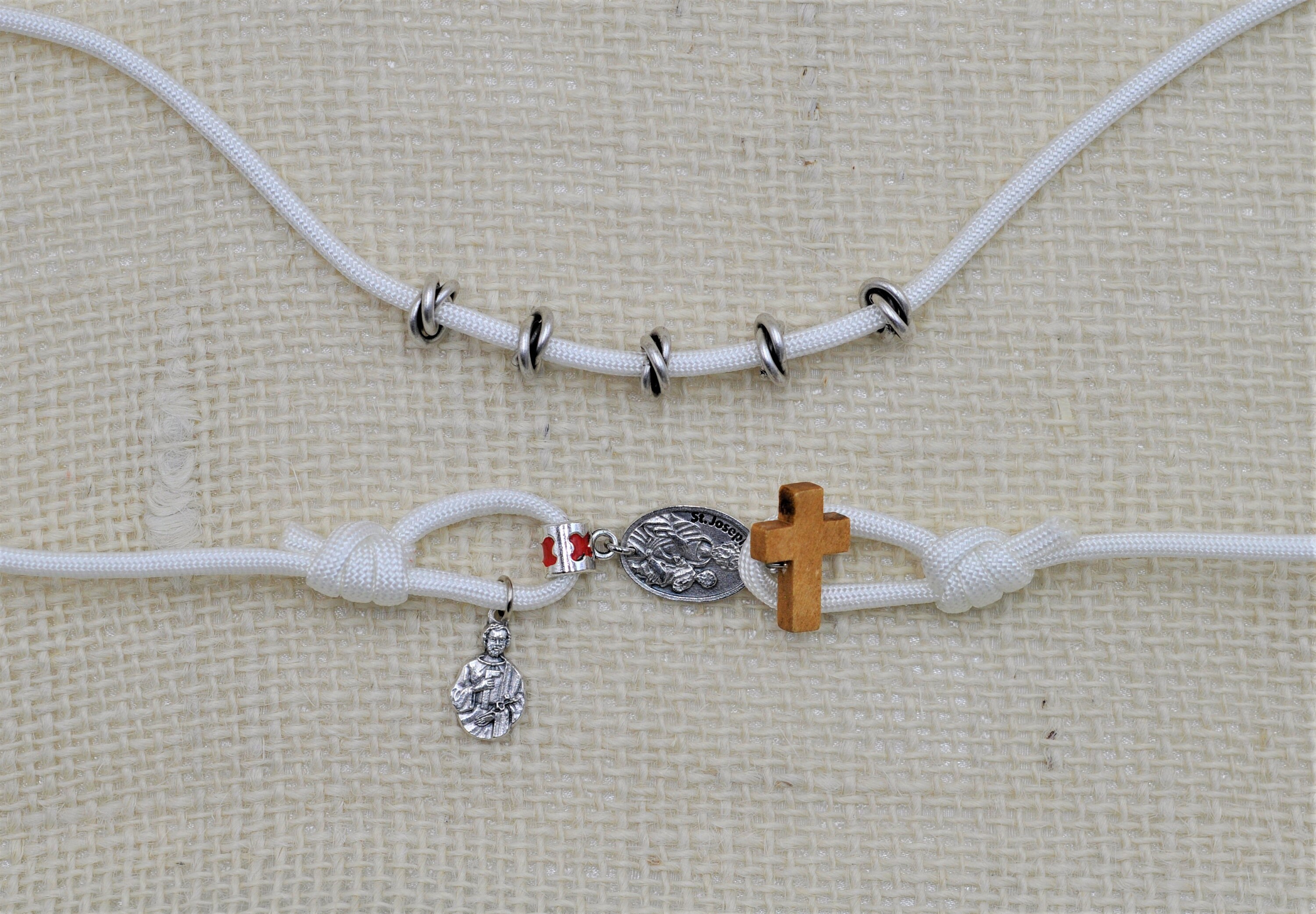 St. Joseph the Worker Relic Cord Bracelet With Wood Crucifix Etsy