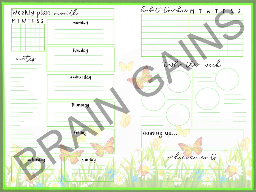 Springtime Weekly Calendar & Planner Pink Digital Download Printable - Etsy