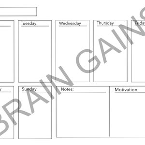 Minimalist Weekly Calendar & Planner Black and White Digital Download Printable