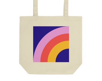 Tote bag | Rainbow Tote Bag | Cute Pride Colorful Happy Cheerful Abstract | Organic Cotton Reusable Shopping