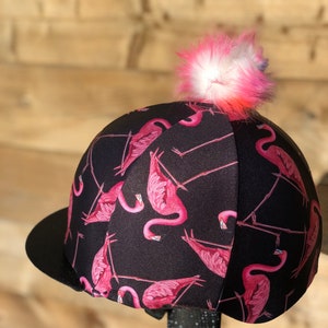 Horse Riding hat silk pink flamingo sparkly peak