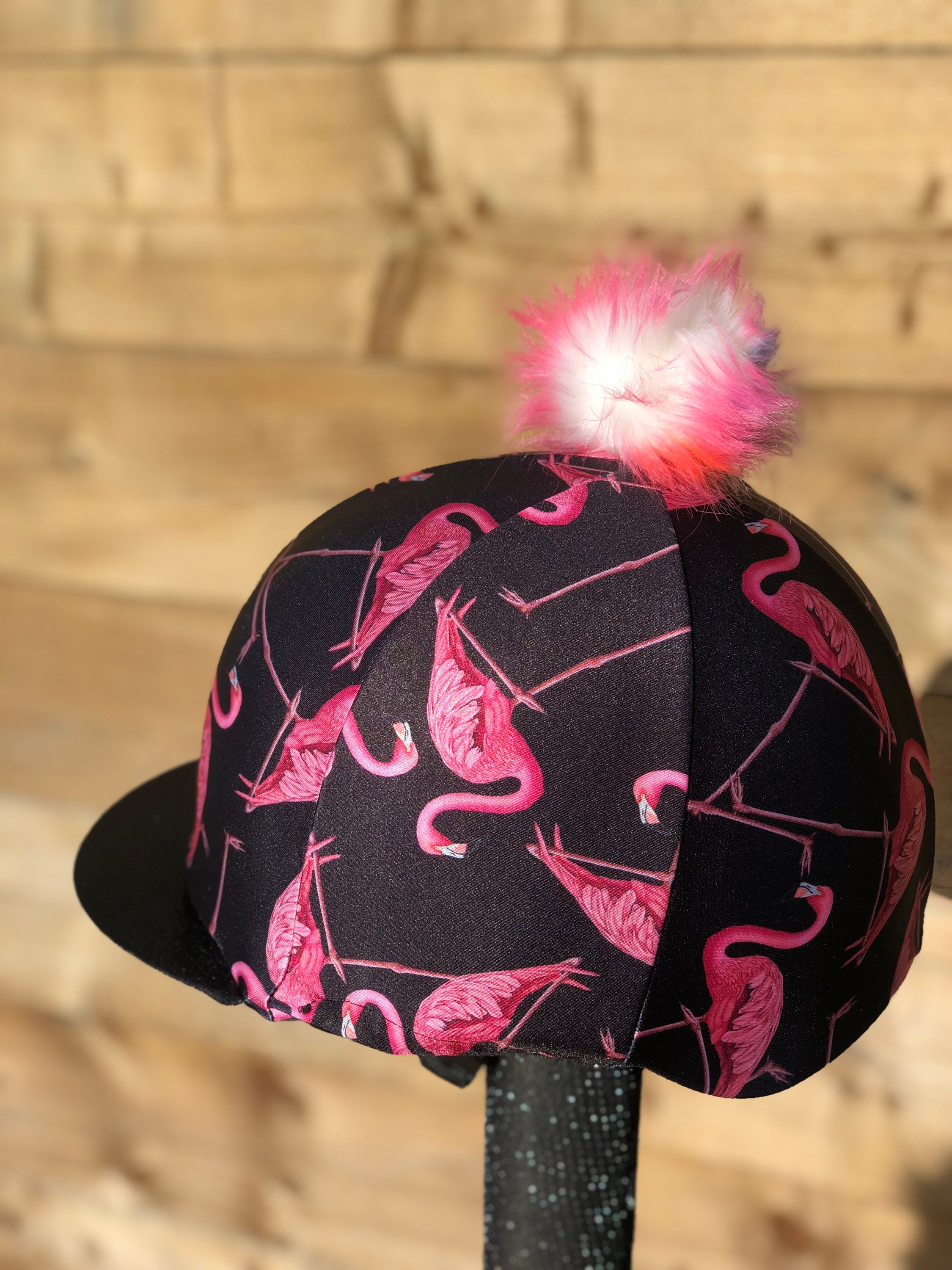 Horse Riding Hat Silk Flamingo Sparkly 