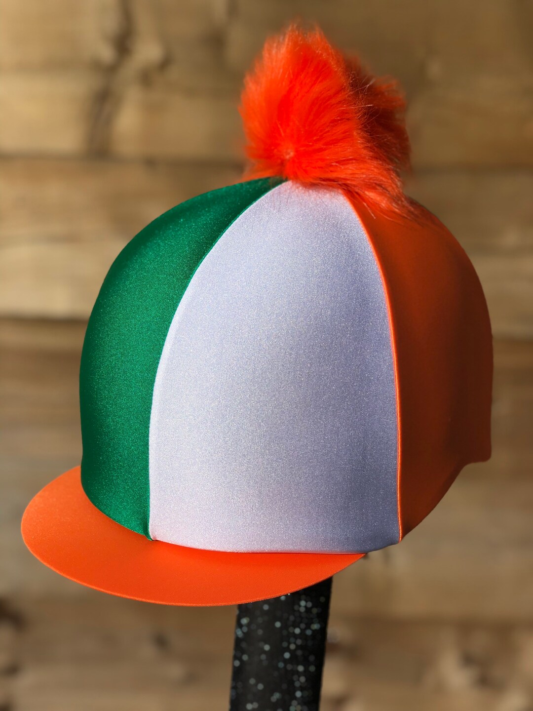 Green Riding Hat Riding Helmet Hat Silk Green, White, Orange Irish . - Etsy