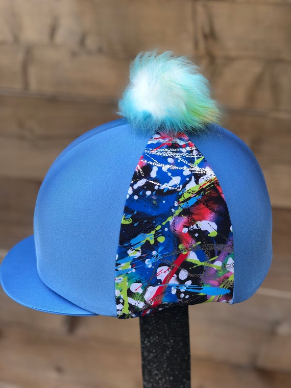 Horse Riding Hat Silk Paint Splash and Light Blue Base .skull Etsy