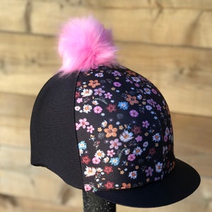 Horse Riding helmet hat silk cover Ditsy  flowers prints . Skull cap or pocket peak available.