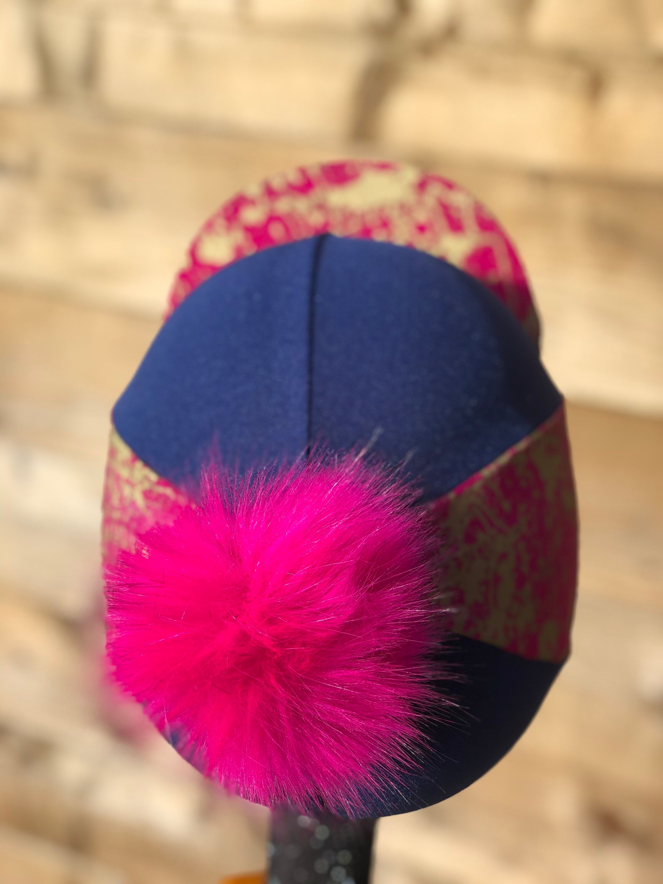 Horse Riding Hat Silk Cover Pink Craze Navy Blue Button or Pom Etsy