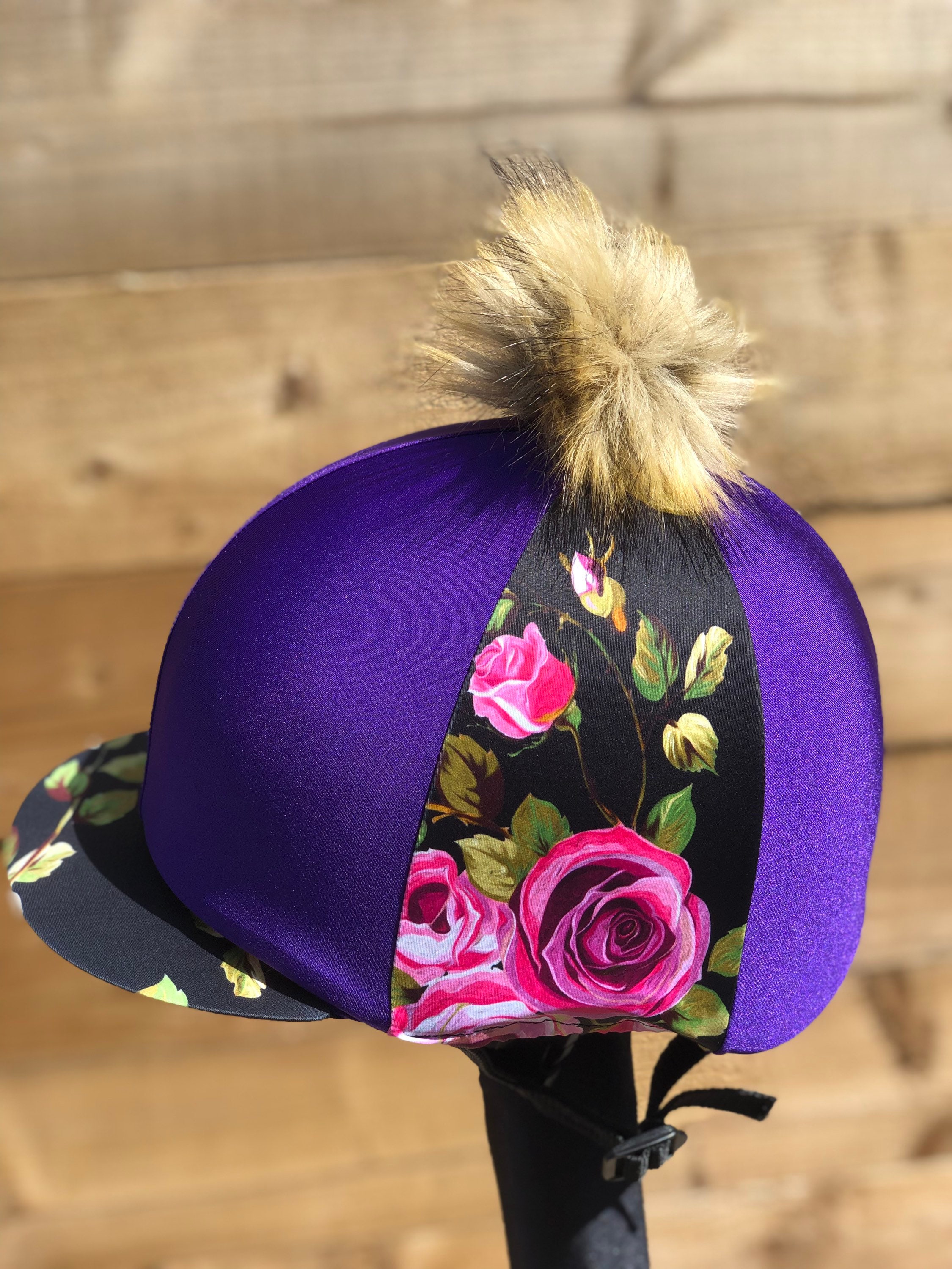Riding hat silk skull cap cover Rose purple Etsy